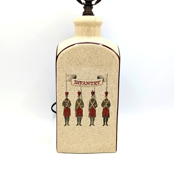 Rare 1950s 10th Dragoons Infantry Table Lamp Ceramic Stoneware Military Army - Picture 1 of 8
